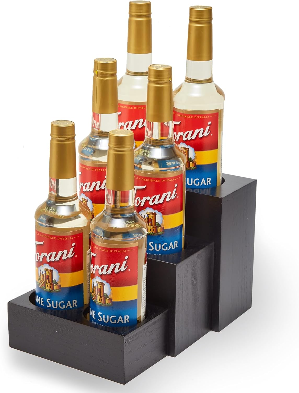 GOVOKOI Wood Coffee Syrup Rack Organizer, 3 Tier Syrup Bottle Holder for Coffee Bar