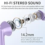 Wireless Earbuds, Bluetooth Headphones 5.4 HiFi Stereo, Wireless Earphones with ENC Noise Cancelling Mic, IP7 Waterproof in Ear Headphones, LED Digital Display Ear Buds, Touch Control, Purple