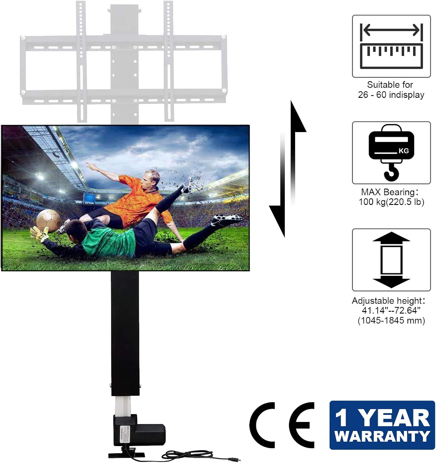 ECO-WORTHY Automations -Motorized TV Mount Lift with Remote Control for 26 to 60 Inch Screens