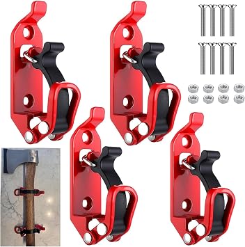 4P Metal Rubber Shovel Mount for Roof Rack/ Truck /Truck Bed, Jeep UTV ATV Offroad Axe Truck Roof Rack Shovel Mount,Shovel Holder for Truck & Quick Fist Wall Mounting Clamp Kit-Red