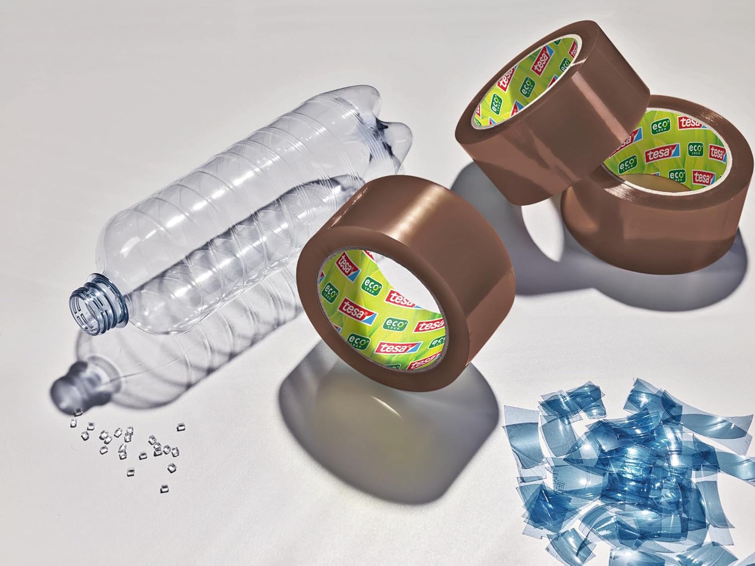 tesapack Eco and Ultra Strong Packing Tape - Made from Reprocessed Material - Securely Seals Parcels Weighing up to 30 kg - 1 Roll, 50m x 50mm