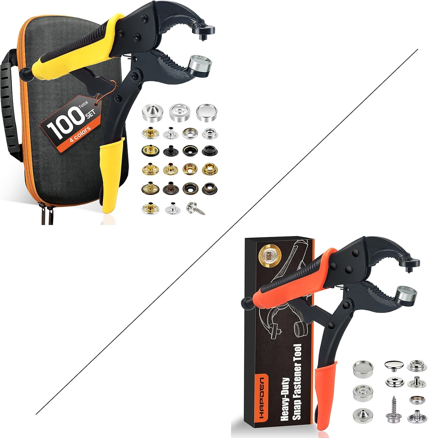 Heavy Duty Snap Fastener Tool Kit with 40 Sets Silver Boat Cover Snaps Bundle with New Snap Repair Kit with 100 Sets 4 Color Snaps with Bag