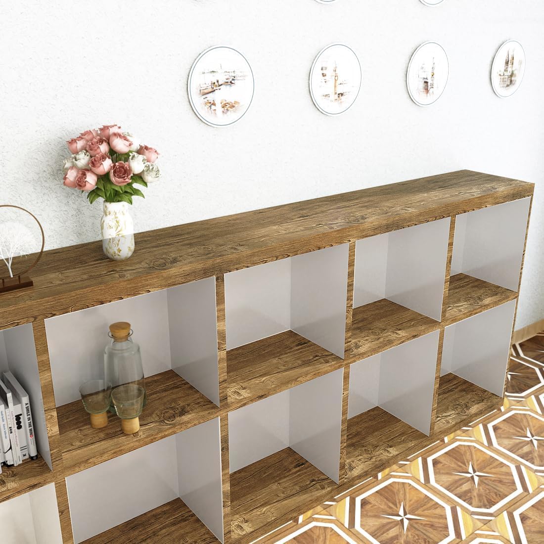 Yenhome Brown Wood Wallpaper 24x118 inch Wood Peel and Stick Wallpaper Distressed Wood Grain Contact Paper for Cabinets Countertops Kitchen Wallpaper Self Adhesive Removable Wallpaper for Shelf Drawer