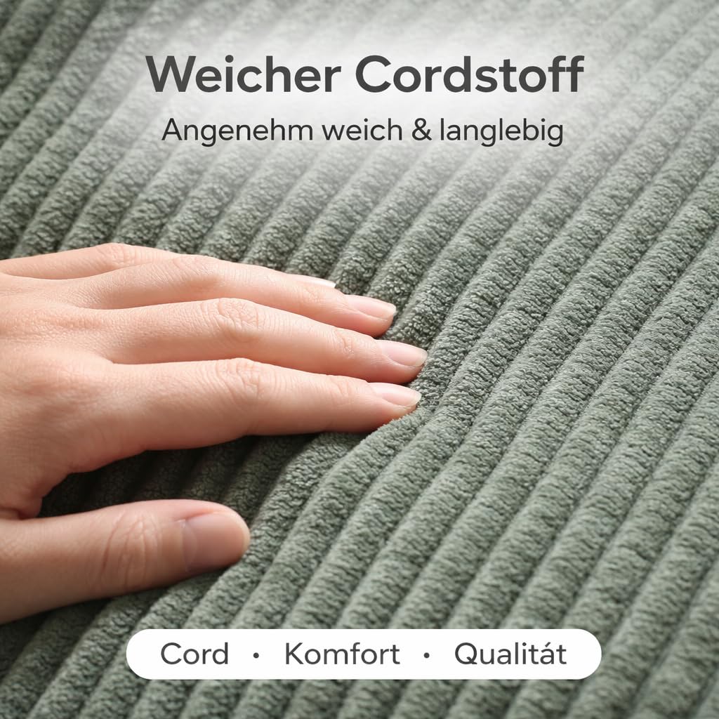 2-in-1 Schlafsofa Rundliege 180×180 cm, Faltbares Cordstoff Sofa Bett mit Kissen, Halbkreis Sofa zu Rundbett Ausziehbar, Boden Schlafsofa für Wohnzimmer, Balkon & Lounge (Grün)
