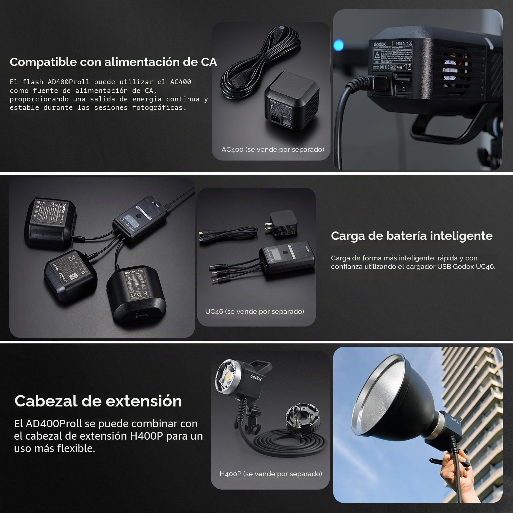 Godox AD400Pro II AD400ProII 400Ws TTL Todo-en-Uno Aire Libre Flash | GN72 1/8000 HSS，Alimentado por batería con batería de Litio，0.01-1s Tiempo de Reciclaje Compatible con Canon Nikon Sony