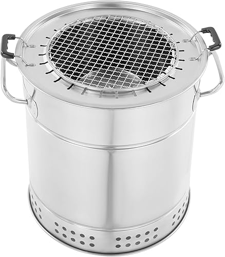 Miniatura 6 de Parrillas portátiles de carbón sin humo, parrilla de carbón de acero inoxidable, parrilla de barbacoa de 360 al aire libre con pinchos para camping,