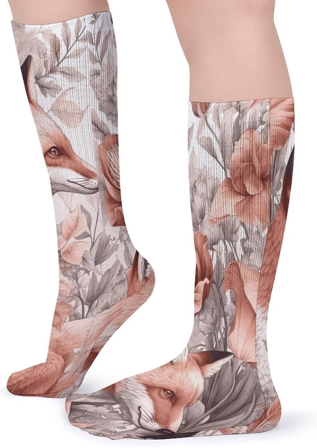 Fox And Plants Stocking - Cute Casual Long Athletic,Crew Sock for Men Women,Running Socks Soft Breathable for Gift