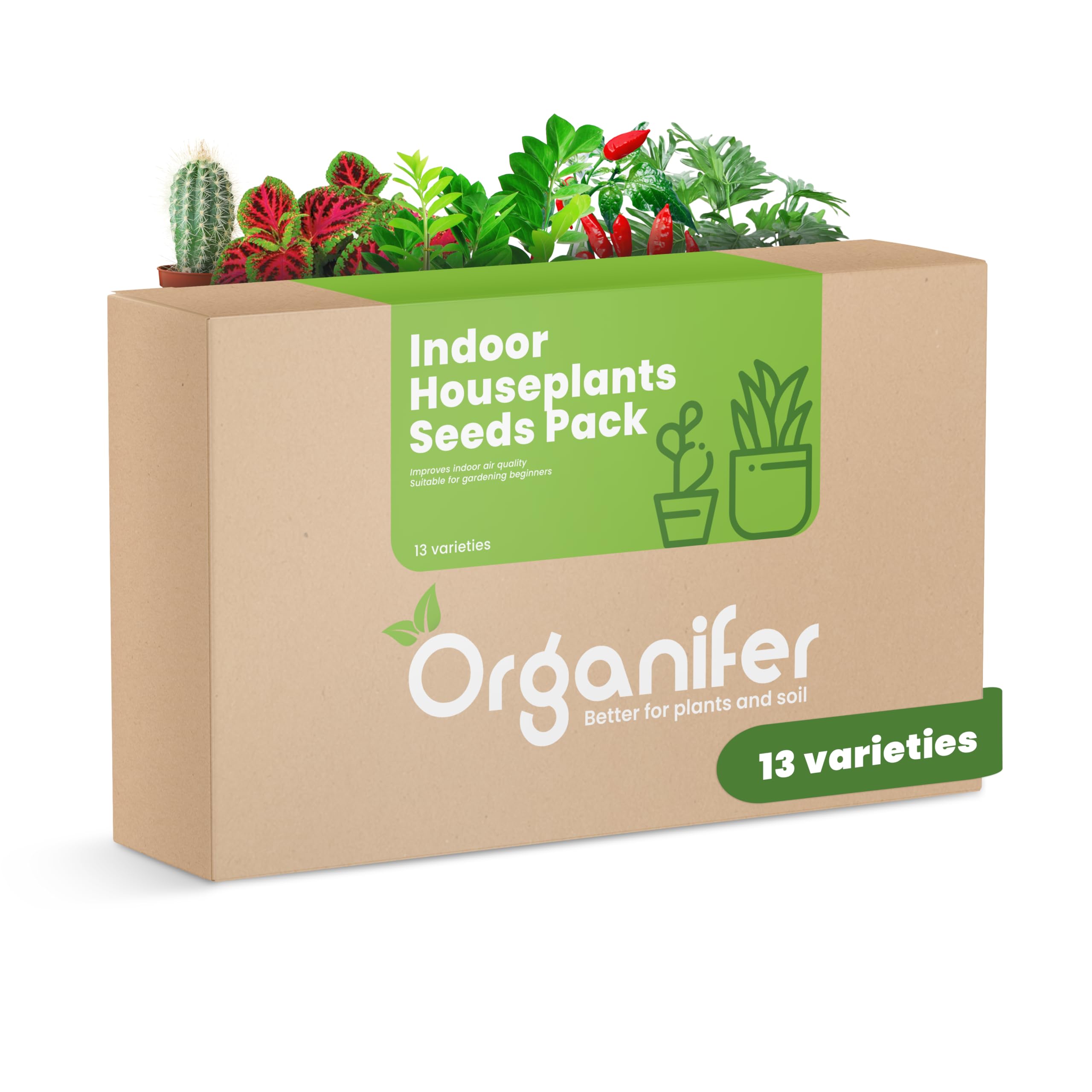 Paquete De Semillas De Plantas En Maceta | Semillas De Plantas En Maceta - Semillas De Plantas - Semillas De Plantas De Interior - 13 Variedades - Organifer