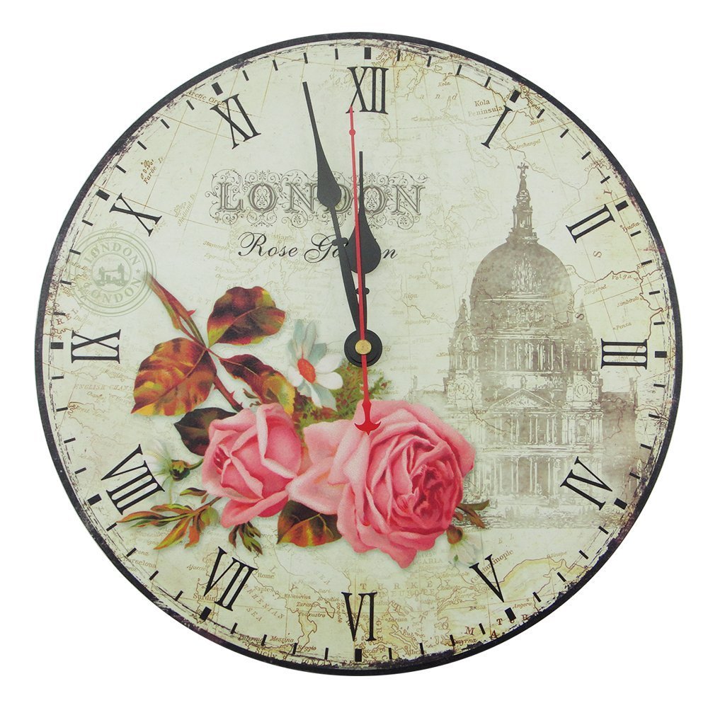 Buy Usmile 12" Vintage London Big Ben and rose style Wooden Wall Clocks