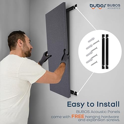 Miniatura 9 de BUBOS 2 paneles acústicos de tela, 47.2 x 23.6 pulgadas, paneles decorativos de amortiguación de sonido, paneles de pared acústicos artísticos para