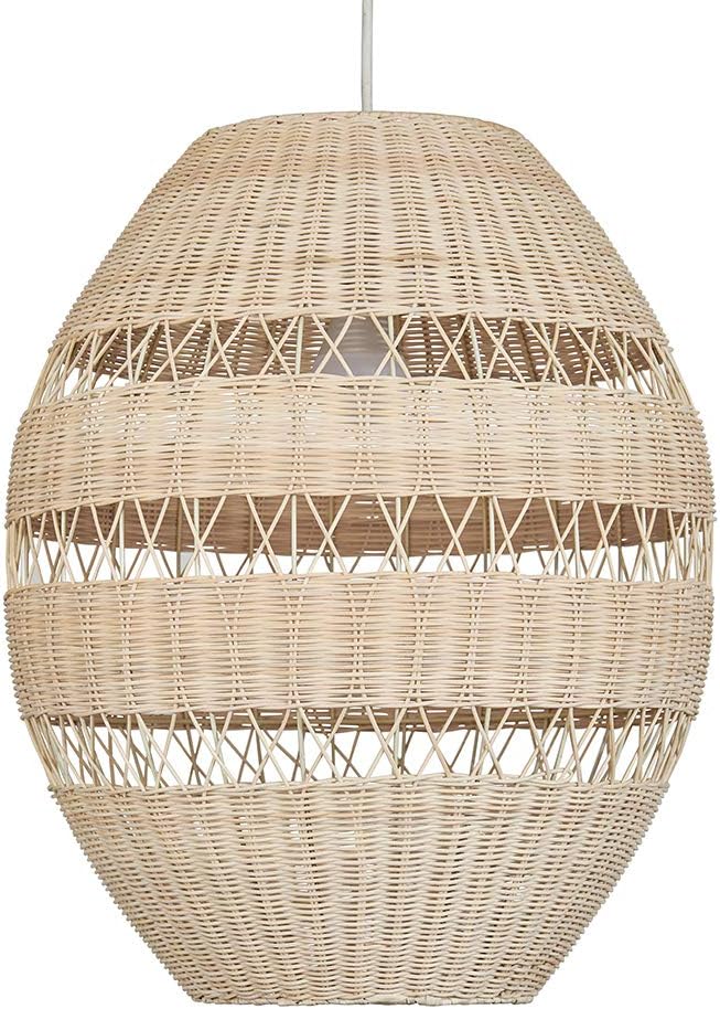 Modern Extra Large Natural Rattan Basket Style Ceiling Pendant Light