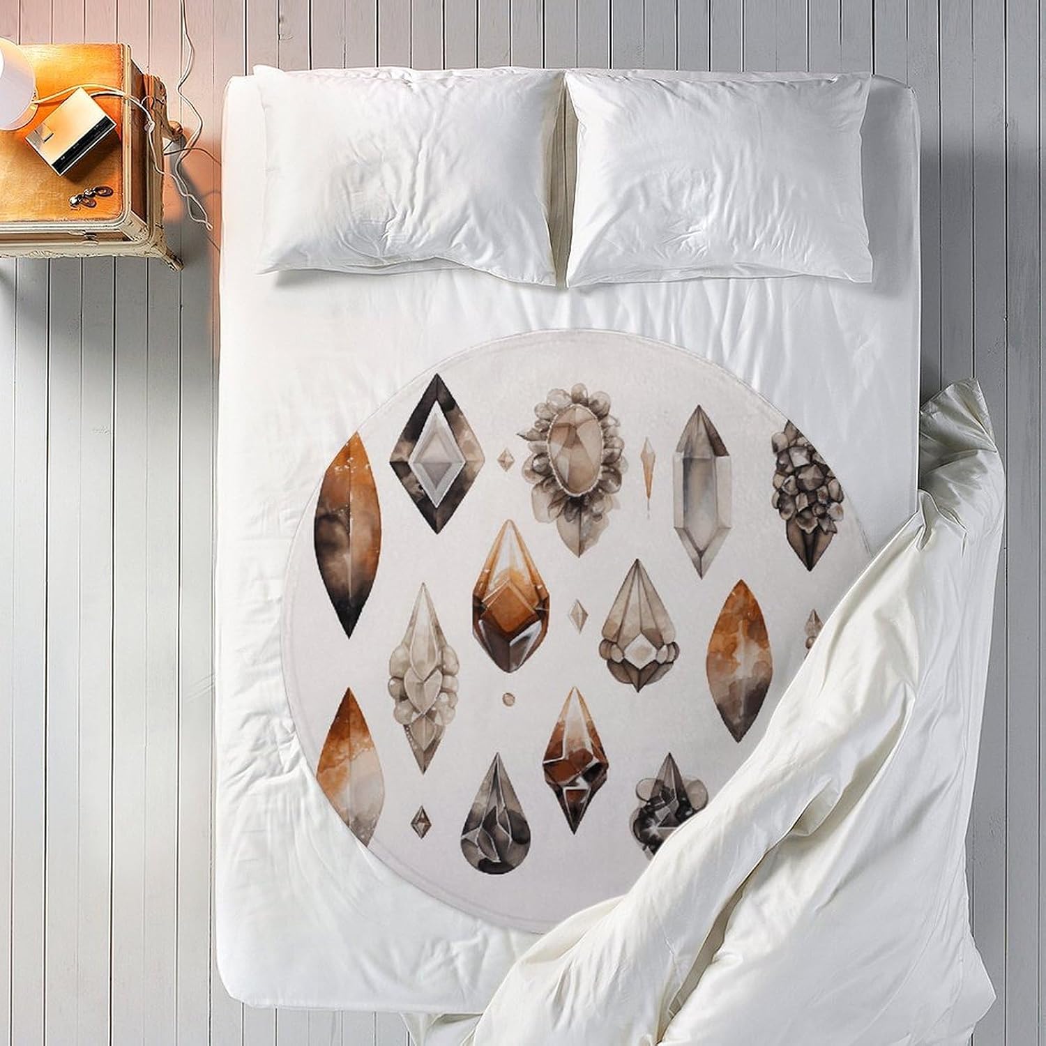 Different Diamonds Blanket Round Beach Tapestry Flannel Round Tablecloth Boho Beach Blanket Home Decor Indie Rug Comfortable Yoga Mat for Multi Scenario Usage