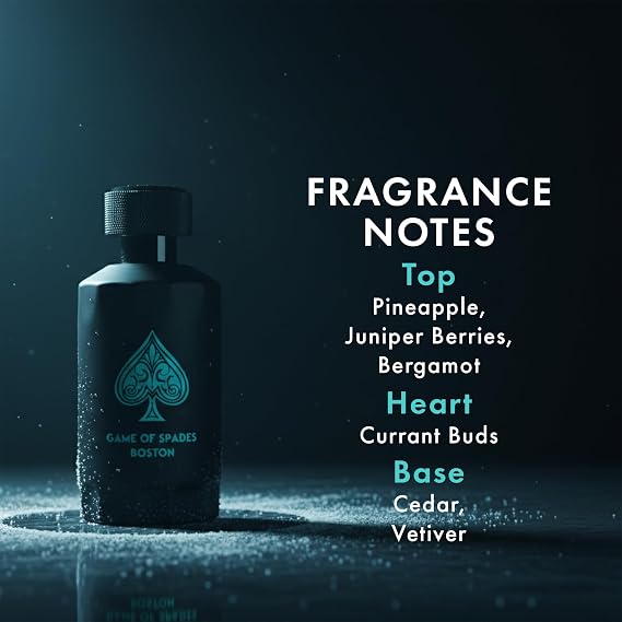 Jo Milano Game of Spades Boston Parfum Spray | 3.4 oz (100ml) | Sweet, Musky, Amber, Warm Spicy, Citrus, Bergamot Scent | Long Lasting Fragrance for Men and Women (Unisex)