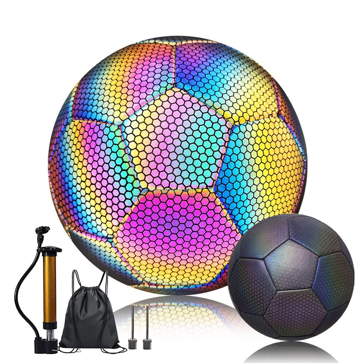 Ballon De Football Fluorescent Lumineux Taille 5 Officiel Avec Pompe - Pour Enfants Et Jeunes