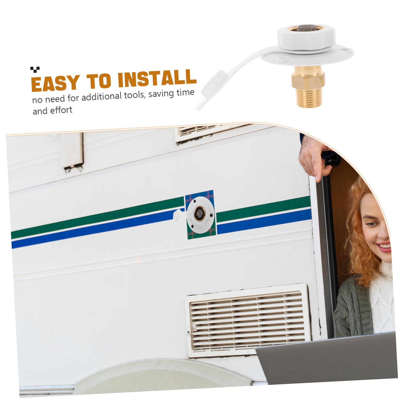 Vaguelly Entrée de Remplissage D'eau en Laiton avec Vanne Anti-retour pour Camping-car, Installation Facile et Longue Durée, Accessoires pour Réservoirs D'eau de Vr