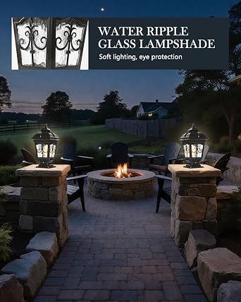 2 Packs Outdoor Post Light, Black Aluminum Column Lights Waterproof