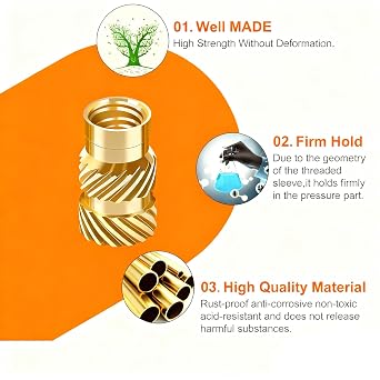 120 PCS Threaded Inserts for Plastic M2,M3,M4,M6 Heat Set Insert for 3D Printing Components Brass Metric Knurled Nuts