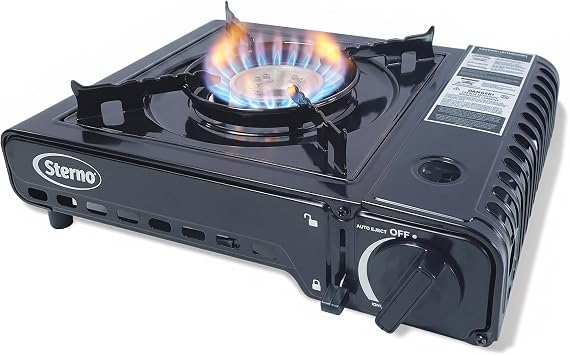 Sterno Portable Butane Stove with Carrying Case | Single burner design, catering, camping, tailgating, indoor or outdoor cooking