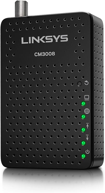 Módem por cable Linksys DOCSIS 3.0 8x4 certificado con Comcast Xfinity, Spectrum, Cox (CM3008)