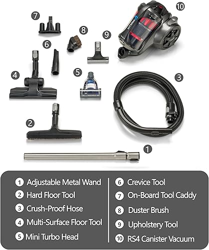 Miniatura 2 de Prolux Aspiradora RS4 sin bolsa, ligera con doble filtración HEPA, cable retráctil de 25 pies, varita telescópica, versátil para suelos de madera,