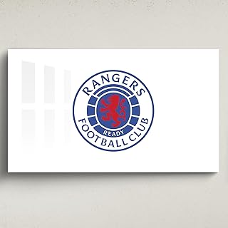 Licensed Décor Arte acrílico para pared de Rangers Football Club, grande (130 cm (ancho) x 80 cm (alto) – escudo a todo color sobre blanco