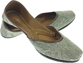 Fulkari Women Carry Flower Gold Genuine Soft Leather Embroidered Jutis | Bite and Pinch Free Jutti | Punjabi Formal Juttis... Price In India