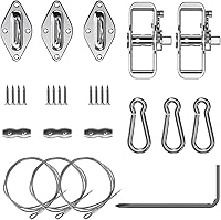 Vista 1 de SunnyRoyal Kit de accesorios para toldo con cuerda de alambre de tensión de 18 pies para parasol triangular, juego de accesorios para jardín al aire