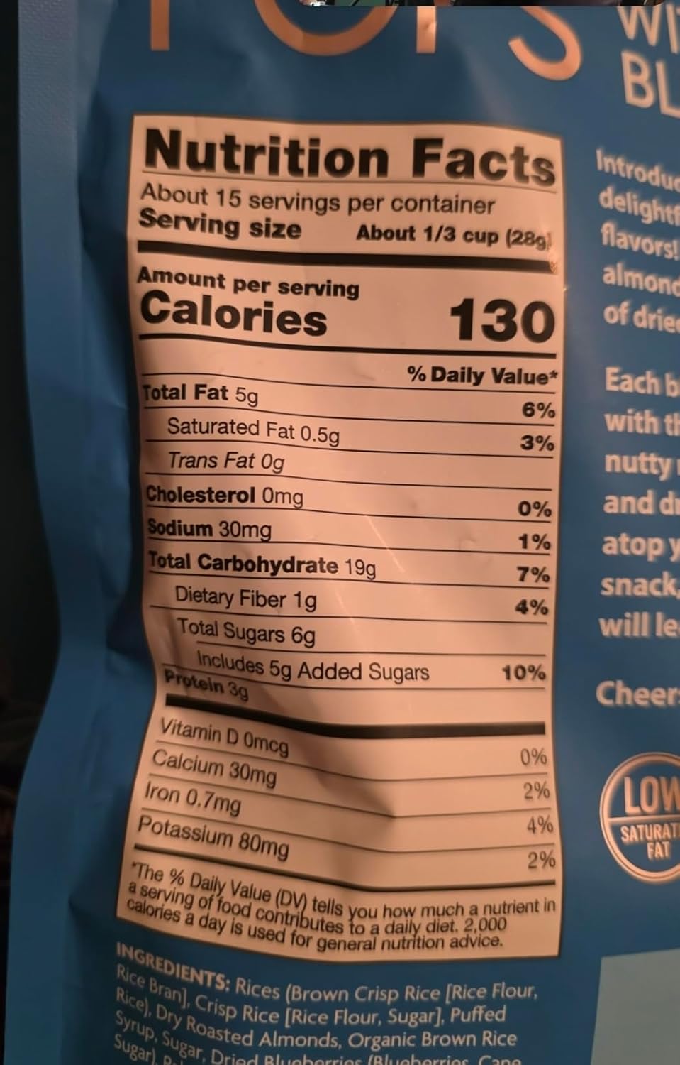 Snacks Skinny Almond Pops with Blueberries, Oven-Baked, Gluten Free, Non-GMO, Low Sodium, 15 oz, 2 Pack2