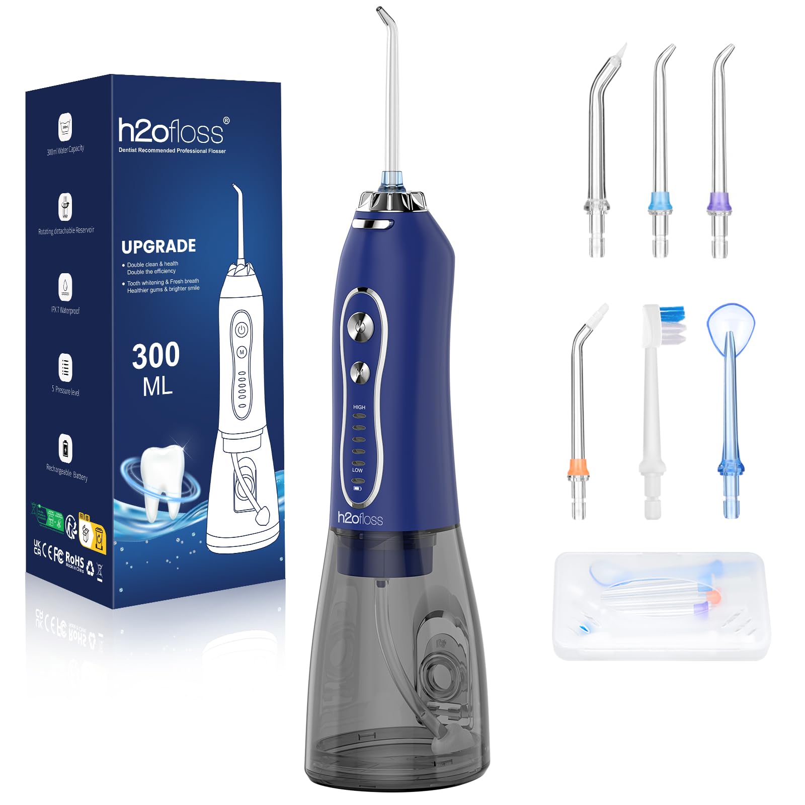 H2ofloss HF-6, hydropulseur sans fil, 5 modes, 300 ml