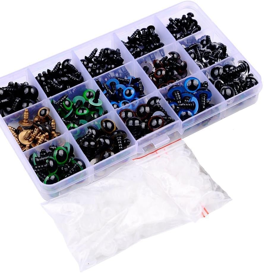 264 Pcs 6~12mm Black Plastic Safety Eyes 10/12mm Colorful Safety Eyes with Washers for Toys Puppet Teddy Bear Doll Animal DIY Crafts