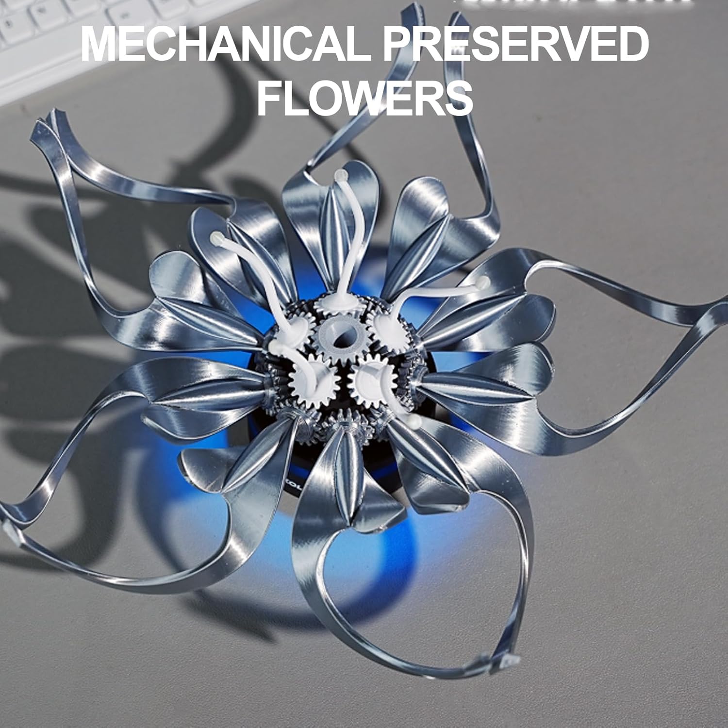 Preserved Arts for Desktop, Mechanical Preserved Flowers for Desktop, Multiple RGB Lighting Effects, Kinetic Gear Sculpture, with Remote Control/app, Wall-mountable, Kinetic Sculpture Desktop