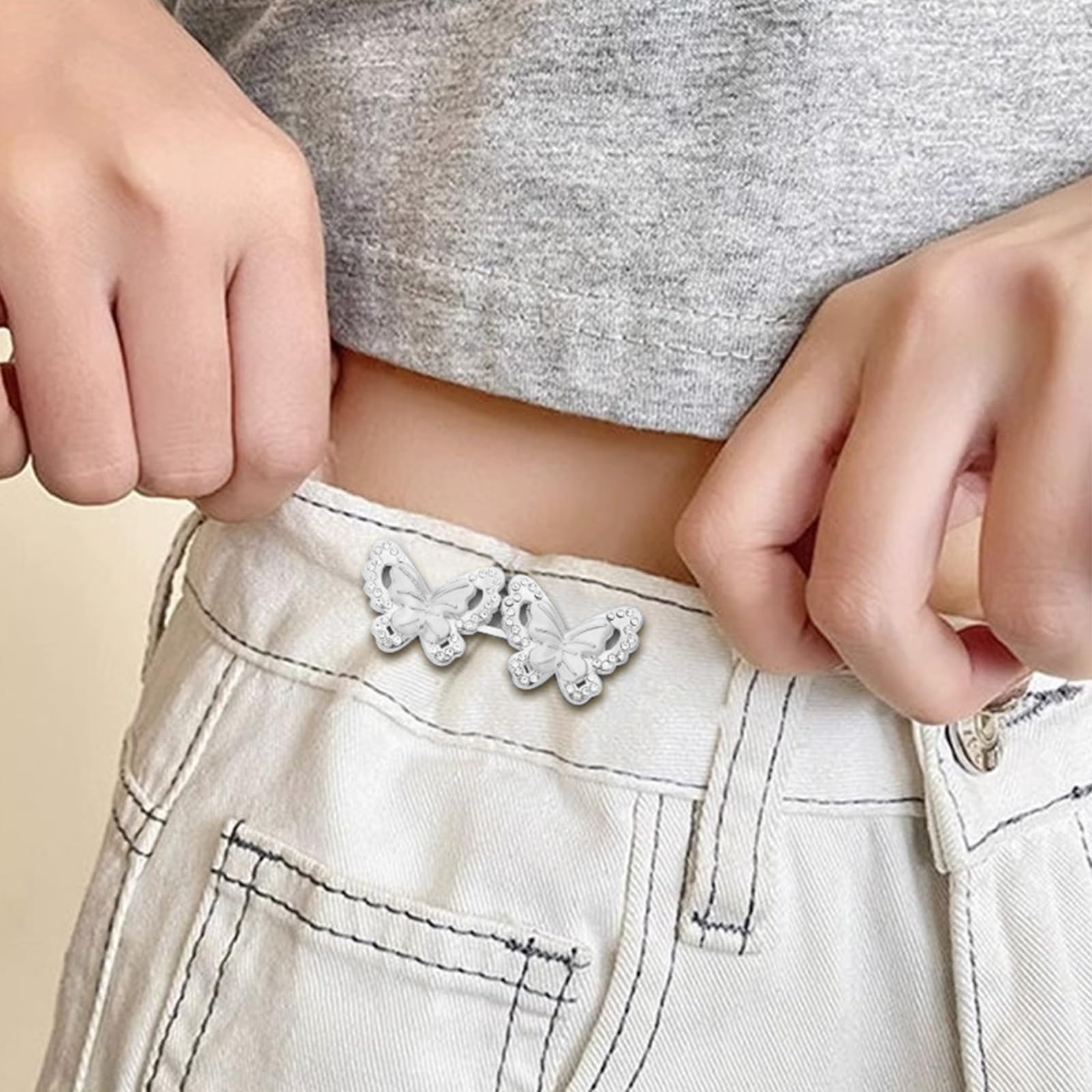 Clips Serre-taille Pour Jean - Lot De 4, Dorés, Ajustables Sans Couture | Pour Pantalon, Jupe, Resserrage Ceinture