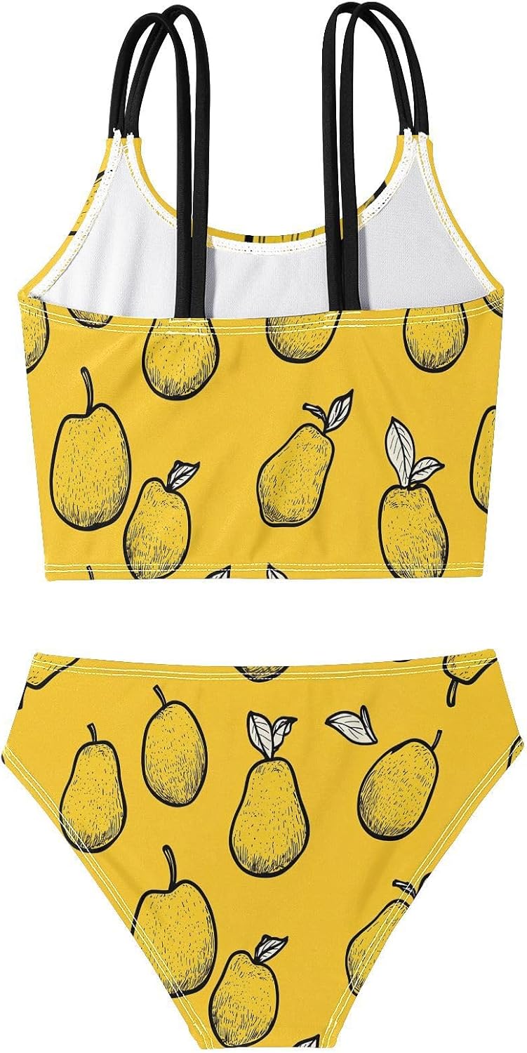visesunny Girls Two Piece Swimsuits Yellow Pear Girl's Bikini Sets Bathing Suits for Girls Size 5-12Y