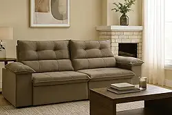 Sofá 4 Lugares Reclinável e Retrátil Ingrid Veludo Aconchegante