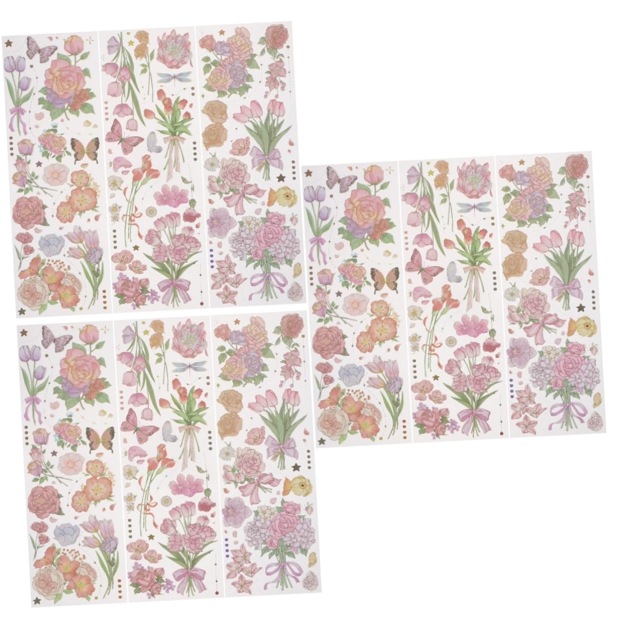 STOBOK 3 Piezas 5 Pegatinas Para Libros 5 Bolsas Calcomanías Vintage De Flores Para Scrapbooking Material Seguro Para Niños Y Niñas.