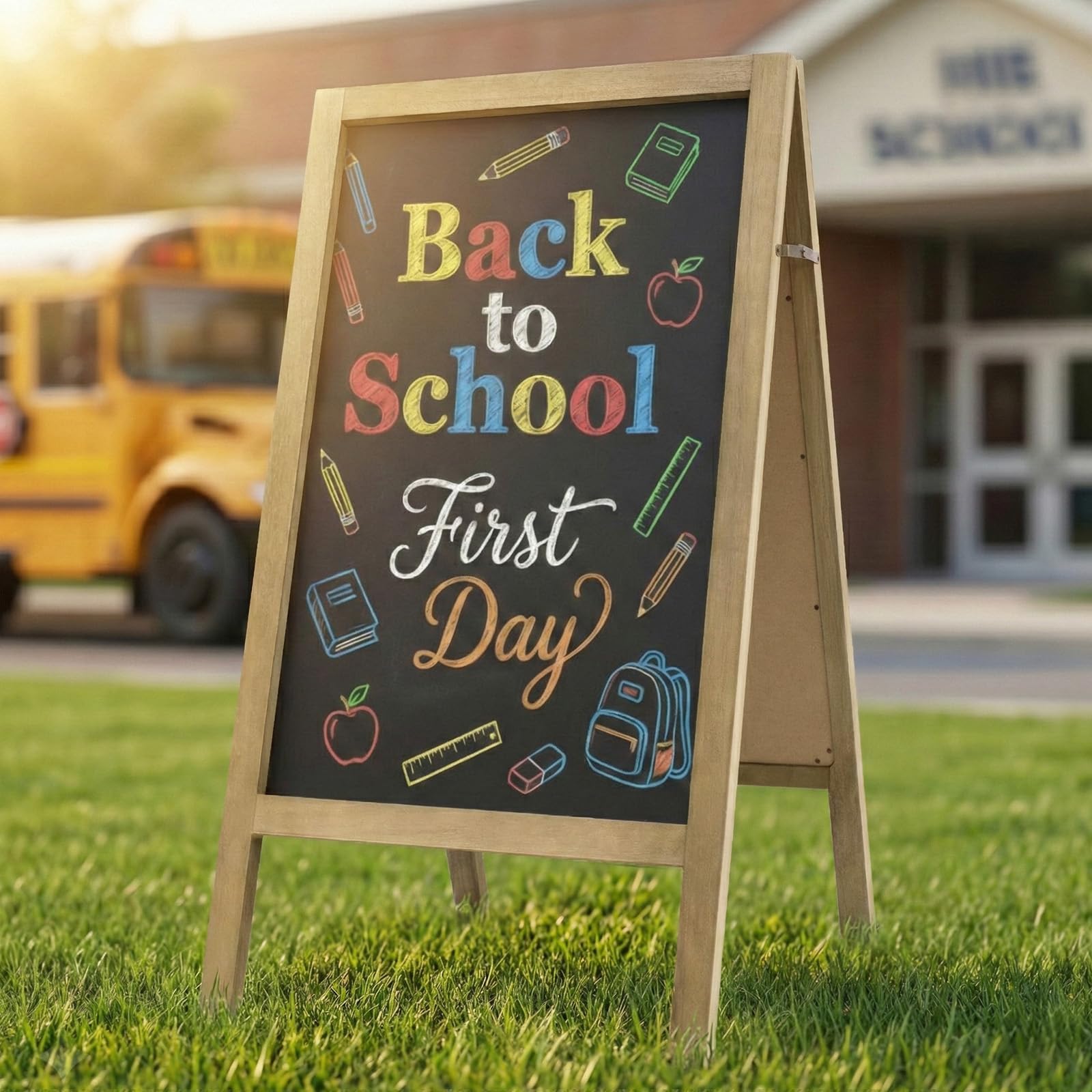 TEAKMAMA A Frame Chalkboard Signs, 40"x20" Extra Large Chalk Board, Grey | Double-sided, Large Writing Area, Foldable Design, Lightweight Easy to Move and Set Up, Great for Bar Wedding and School