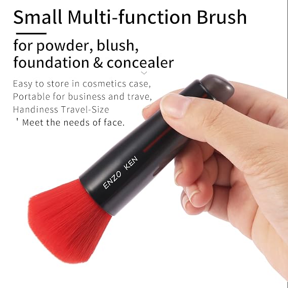 ENZO KEN Bamboo Makeup Brushes Set Professional, Sable Makeup Brush Set with Case + Angled Concealer Brush Under Eye, Concealer Brush & Kabuki Foundation Brush