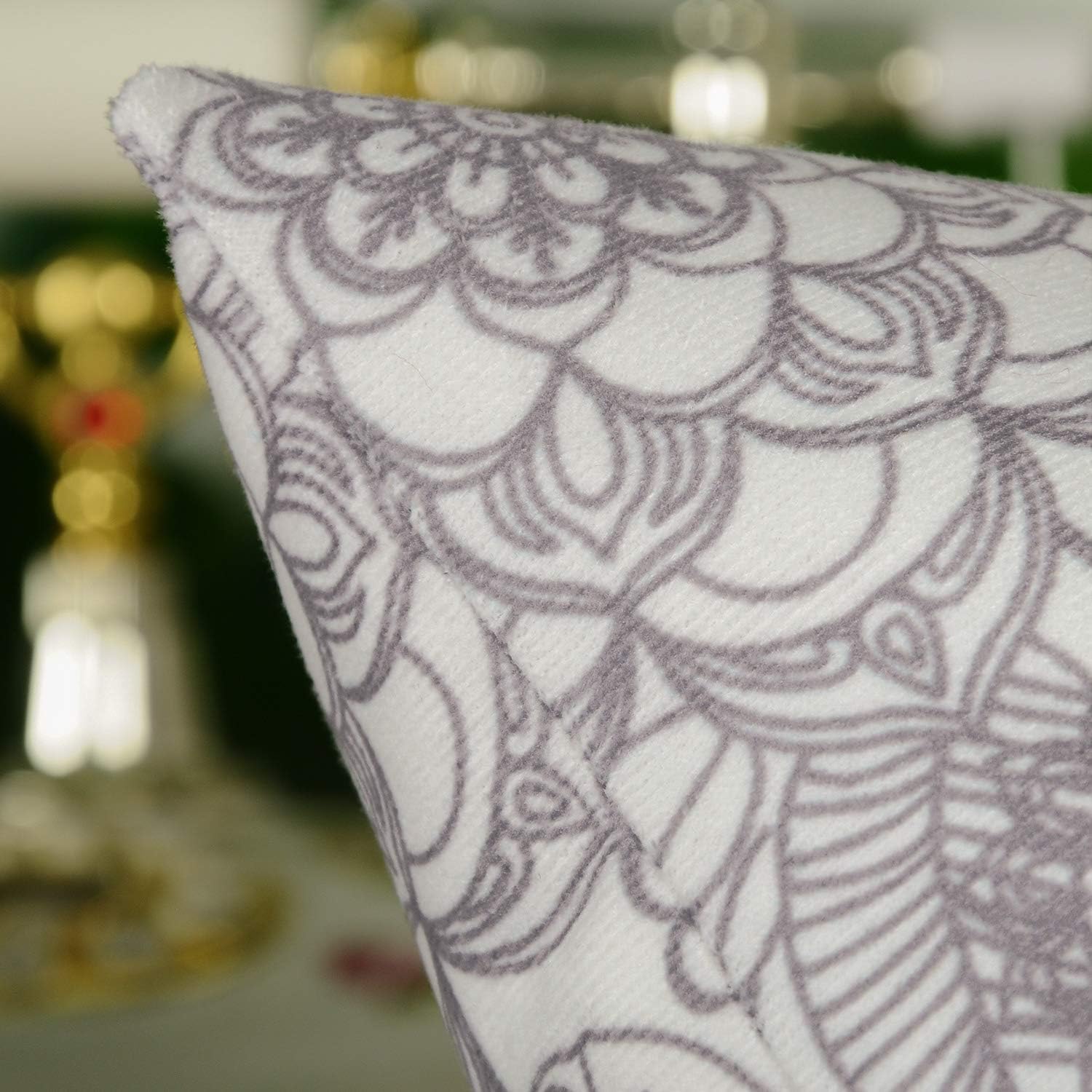 CaliTime Pack of 2 Cozy Throw Pillow Cases Covers for Couch Bed Sofa Manual Hand Painted Print Vintage Mandala Floral 18 X 18 Inches Grey/Teal