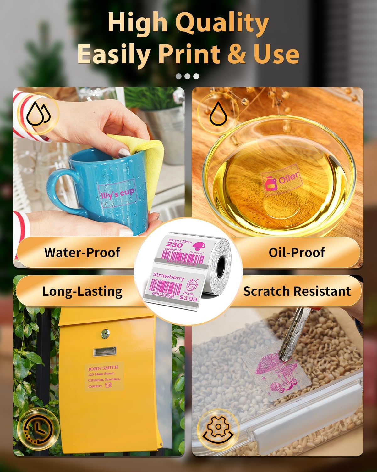 Phomemo Colorful Thermal Printing Labels for Barcode/Address/Logo/Business/Home Tag, for M110/M100/M220/M250/M108 Label Printer, 1.57" x 1.18"(40x30mm), 230 Labels/Roll - Image 6