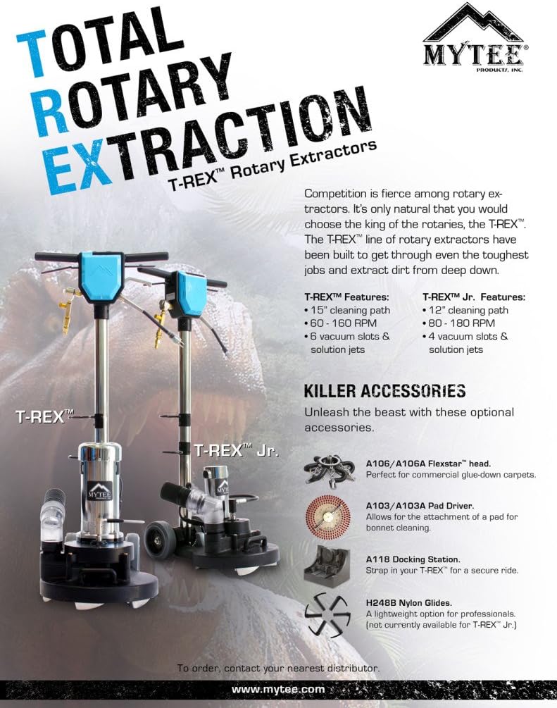 **Made in the U.SA.** Mytee T-REX™ Jr. Total Rotary Extractor + BULK Carpet Extractor Cleaner - 8 Quarts Included Makes 42 to 128 Gallons - Bundle 2 Items