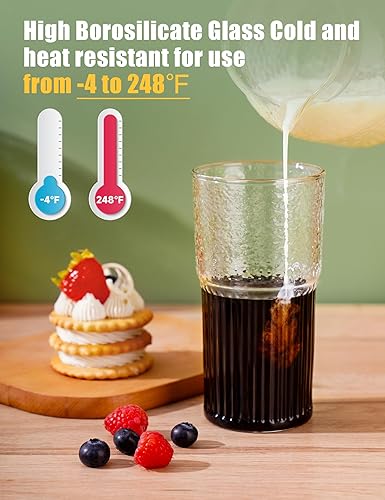 Miniatura 5 de NiHome Juego de 2 vasos de vidrio de borosilicato de 20 onzas con tapa y pajita, para café helado, licuado de frutas, para té, licuado de frutas,