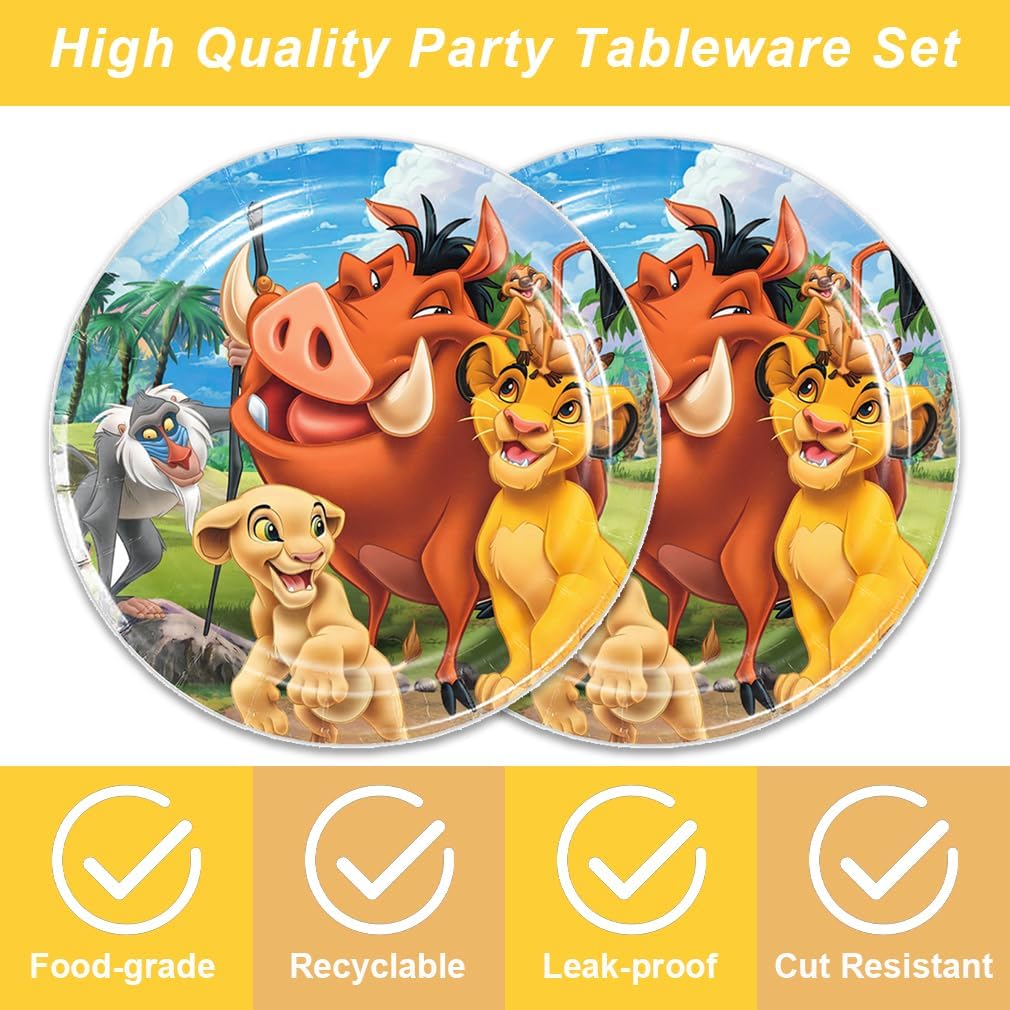 40Pcs Lion-Kings Party Supplies 20 plates, 20 napkins for the Lion-Kings Birthday party Decoration