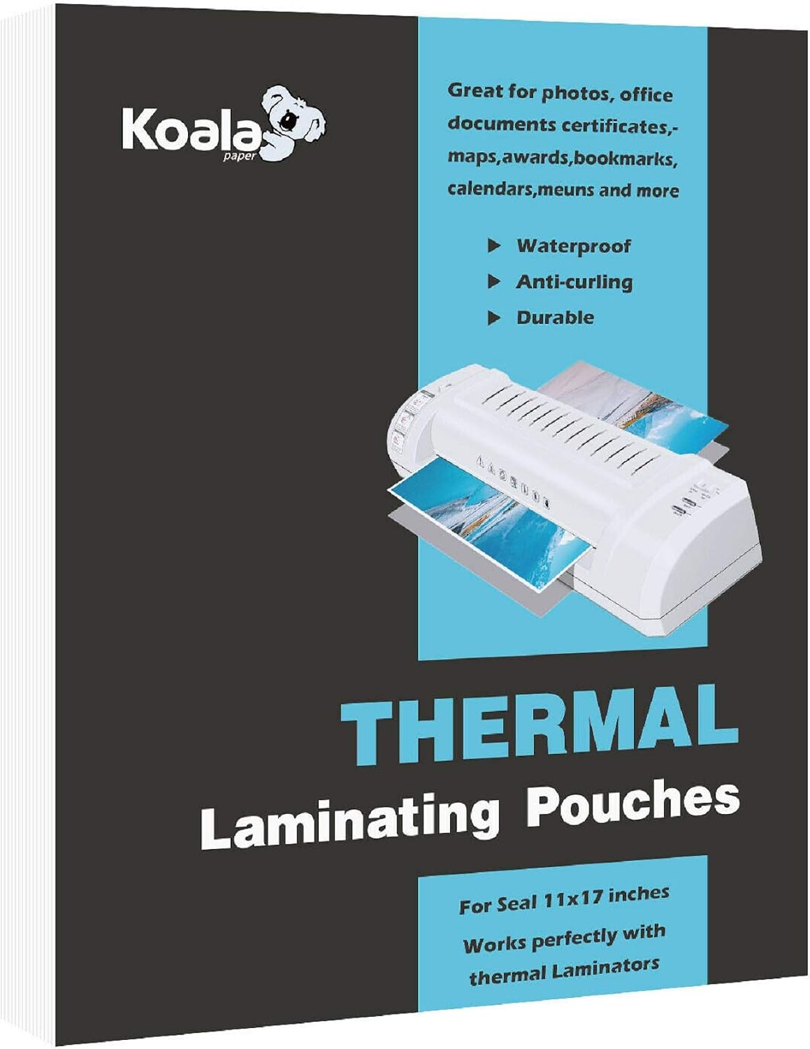 Koala Hot Thermal Laminating Pouches 3 mil 11.5x17.5 Inches Laminating Sheets for Seal 11x17 Inches Photos and Documents 55 Sheets for Extra Protection
