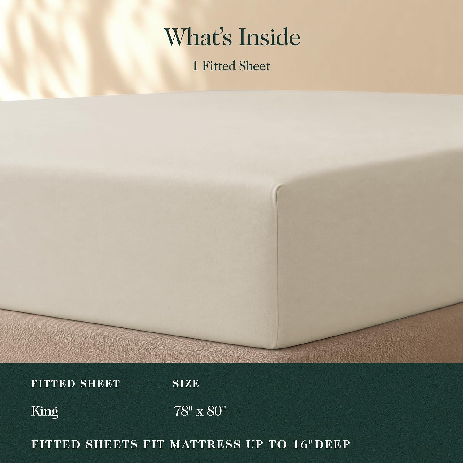 Certified Egyptian Cotton Fitted Sheet King - Optimally Blended with Long Staple Cotton, Silky-Soft Sateen Sheets - Wrinkle-Resistant, Skin Friendly & Breathable - Zero Bunching 360 Snug-Fit Elastic