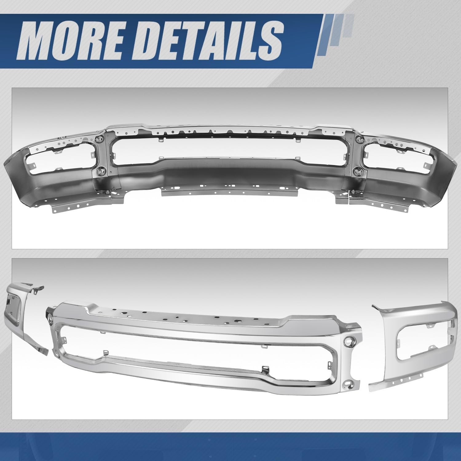 Auto Dynasty Front Bumper Replacement Compatible with 2023 2024 2025 Ford F250 F350 Super Duty, FO1002478, Polished Chrome