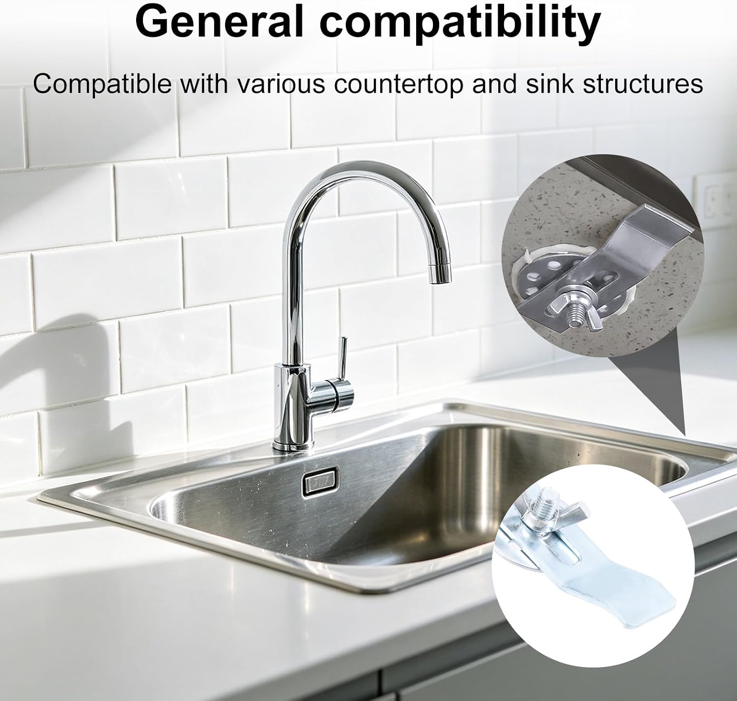 Undermount Sink Clips 12 Pack, Sink Brackets Mounting Kit with Epoxy | Heavy Duty Stainless Steel, Anti-Corrosion, Sink Installation Repair Kit for Kitchen Bathroom Vanity Granite Countertop