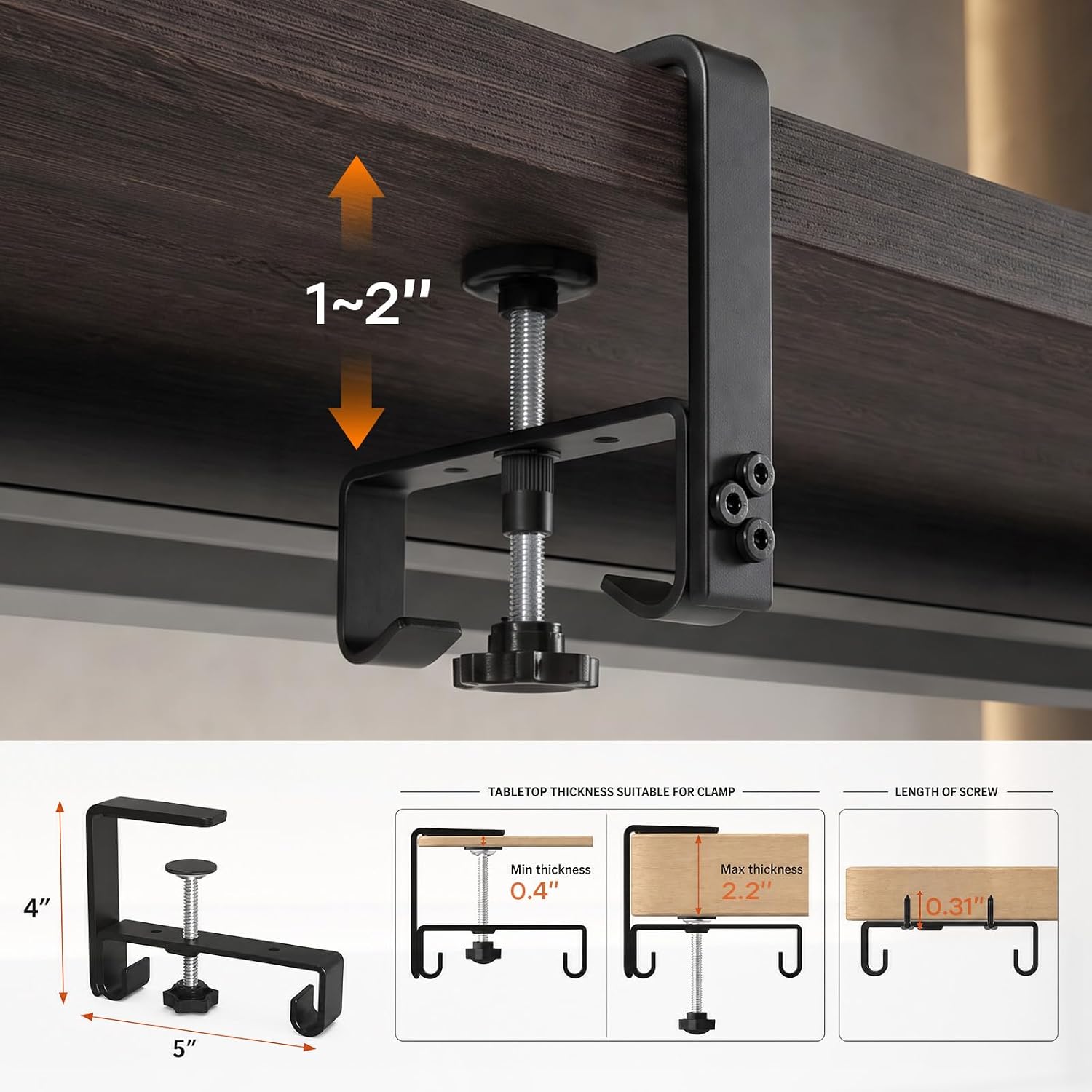 No Drill Under Desk Cable Management Tray, 48 Inch, Black image 4