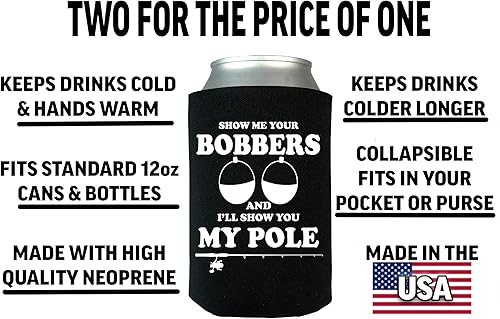 Miniatura 2 de Rogue River Tactical Funny Fishing Bobbers Pole Joke - Botella plegable para latas de cerveza, fundas para enfriar bebidas, paquete de 2