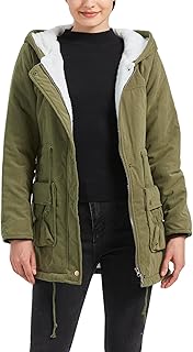 MEWOW Women's Winter Mid Length Thick Warm Faux Lamb Wool Lined Jacket Casual Coat