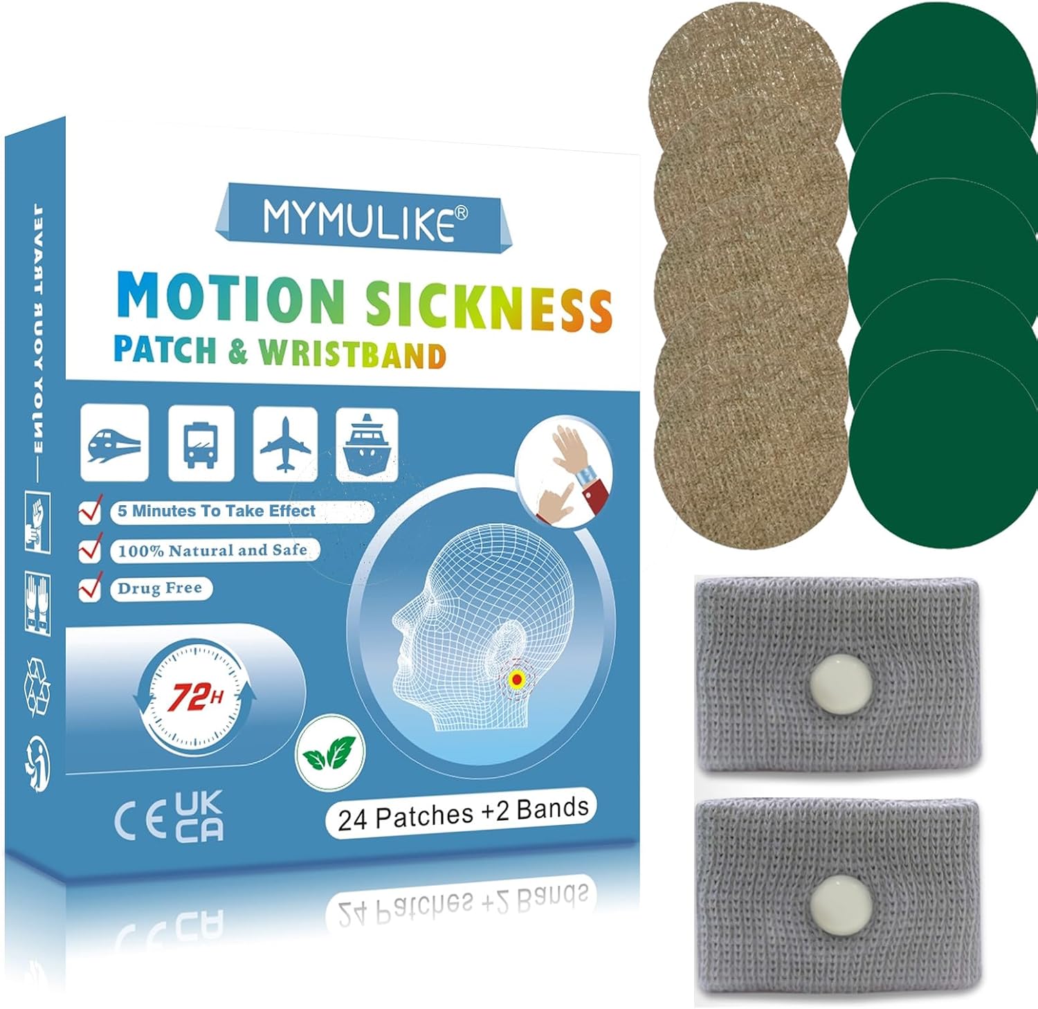 MYMULIKE Motion Sickness Patches for Car, Airplane，24ct